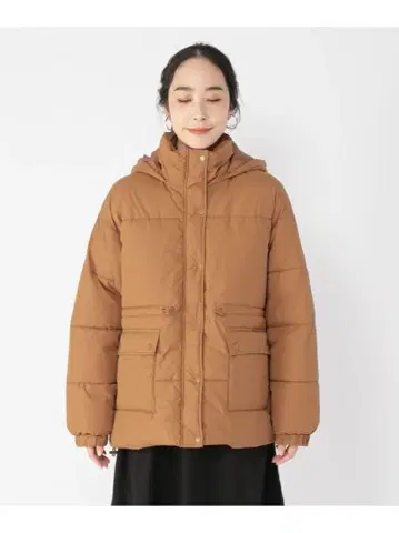 미사용 새상품 택 포함 studio CLIP 브라운 후드 부착 다운 자켓