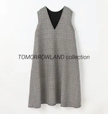 새상품급 23AW TOMORROWLAND 타터 글렌체크 A라인 원피스