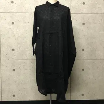 미사용 블랙 라이카 코튼 셔츠 원피스 비대칭 시어