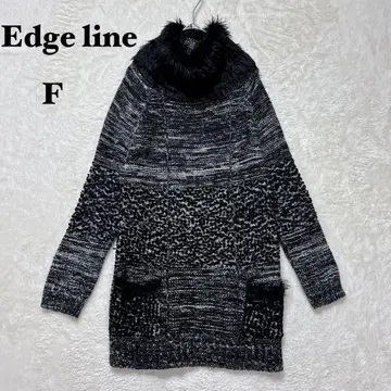 엣지라인 니트 하이넥 롱 기장 F 블랙 인조 모피 풀오버