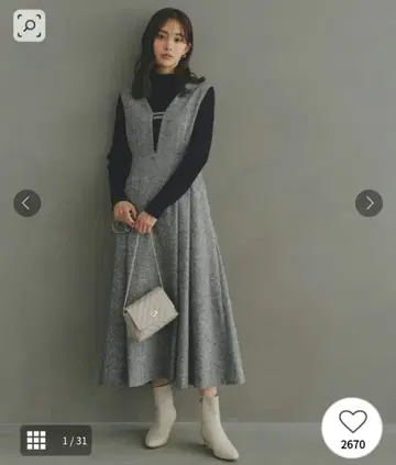 grove [ 앞뒤 2WAY ] 라메 트위드 플레어 쟈도르 원피스 M