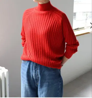 maillot 하이넥 리브 스웨터