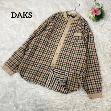 DAKS 닥스 긴팔 셔츠 체크 셔츠 일본제 노카라 L 2155