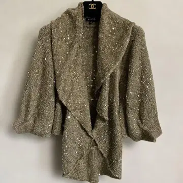 비즈 장식 카키 계열 니트 가디건