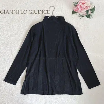 잔니로주디체 실크 100% 튜닉 하이넥 얇은 소재 네이비