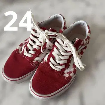 Vans 체커보드 스니커즈 레드