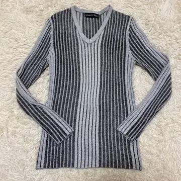 조니 울프 니트 스웨터 긴팔 롱T 셔츠 V넥 M 그레이