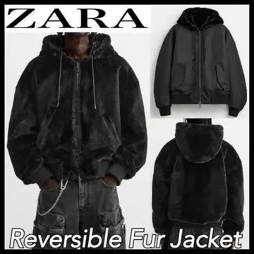 최저가! ZARA 리버서블 퍼 자켓 블랙