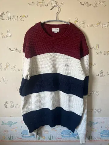 Lacoste 보더 크루넥 스웨터