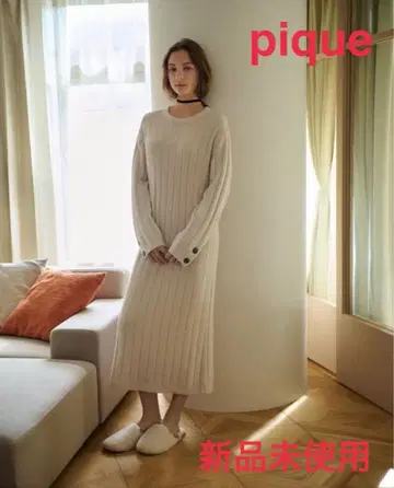 pique 리브 긴팔 룸웨어 크림