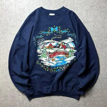 Hanes 90s 크리스마스 눈사람 루돌프 아메카지 네이비 XL