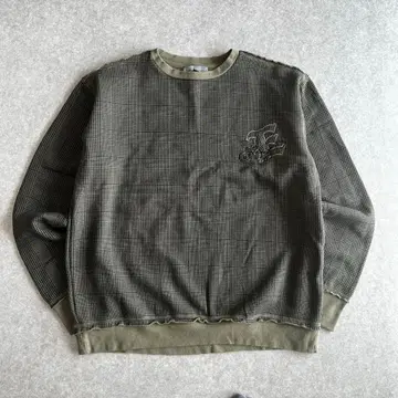 EZEKIEL 맨투맨 체크 무늬 면 카키 남성용 L 속기모 스트릿