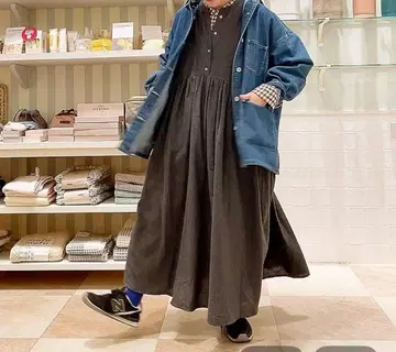 studioCLIP 코튼 멜란지 개더 원피스