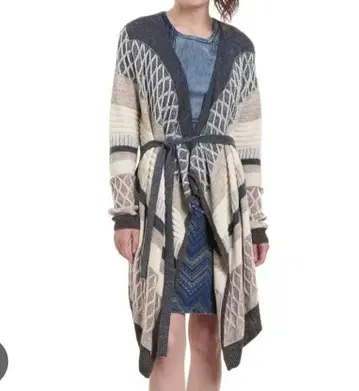 데시구알 롱 가디건 가운 벨트 포함