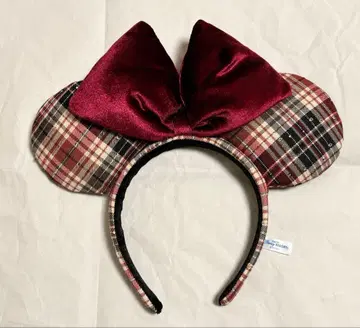 디즈니 머리띠 체크 빨간색