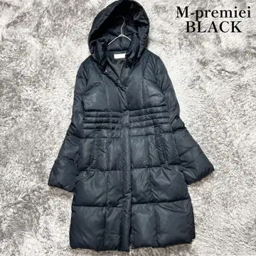 엠프리미어 블랙 다운 코트 블랙 A라인 S 상당 후드