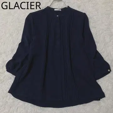 그라시아 핀턱 블라우스 개더 펄 캐주얼 오피스 네이비