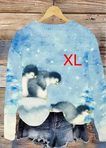 귀여운 펭귄 패턴 스웨터 [ 미사용 새상품 ] XLsize