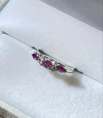 플라티나 반지 루비 x 다이아몬드 빈티지 3.15g