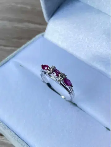 플라티나 반지 루비 x 다이아몬드 빈티지 3.15g