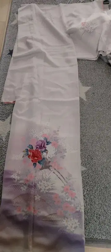 호몬기 꽃무늬 화이트 보라색