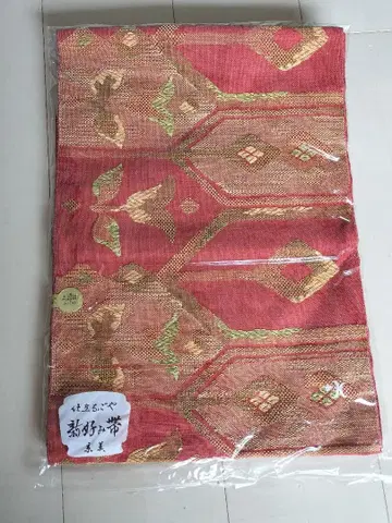 나고야 오비 빨간색과 금색 무늬 미사용품