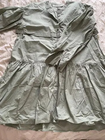 Ray BEAMS 라이트 그린 긴팔 셔츠 드레스