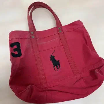 폴로 랄프 로렌 빨간색 토트백