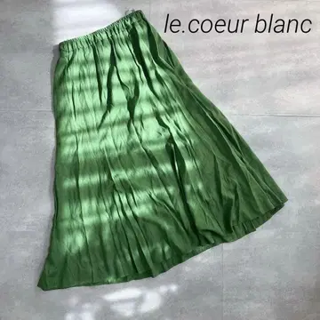 새상품급 르쿨르 블랑 롱 플레어 스커트 녹색 그린 캐주얼 m