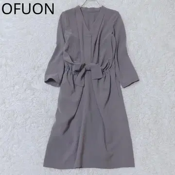 오프온 리본 원피스 V넥 코튼 페미닌 그레이 사이즈 40