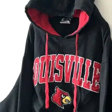 스타디움 루이빌 카디널스 자수 후드티 2XL 블랙 구제 의류