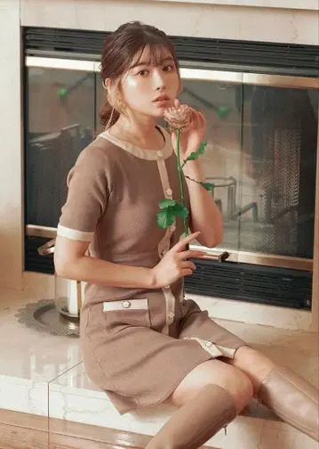 Darich 다리치 파이핑 미니 원피스 모카