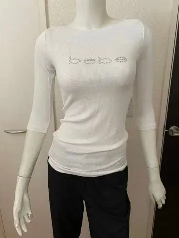 Y2K bebe 리브 니트 상의 화이트