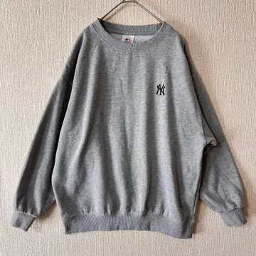 MLB 뉴욕 양키스 그레이 맨투맨 속기모 백 로고 L