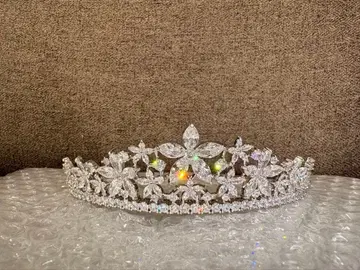 브라이덜 액세서리 실버 티아라 플라워 디자인