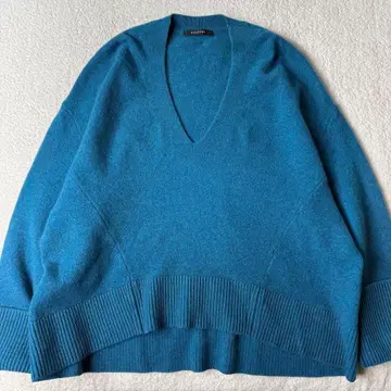 맥피 V넥 니트 스웨터 울 파랑 블루 그린 그린