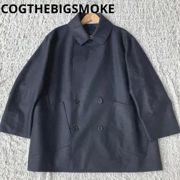 컨디션 최상 COGTHEBIGSMOKE 망토 피 코트 울 네이비