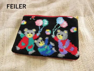 [ 새상품급 ] 레어 FEILER 곰돌이 패턴 미니 파우치