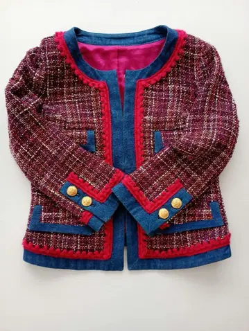 체스티 트위드 노카라 자켓 사이즈 0