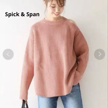 Spick & Span 오픈 숄더 풀오버 니트 두꺼운 원단 긴팔 F