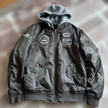 남성용 후드 부착 블루종 풀 집업