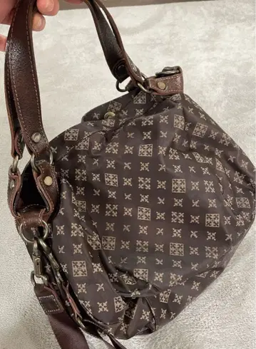 russet 라시드 모노그램 토트 숄더 백 브라운