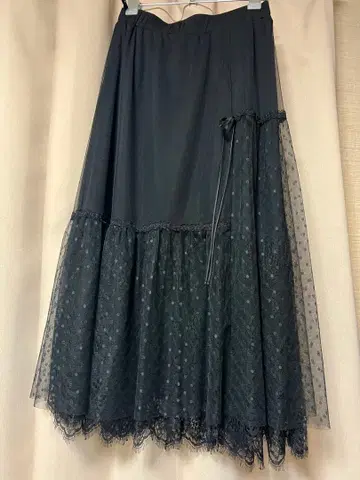 슈퍼 뷰티 튤 레이어드 스커트 블랙 허리 밴딩 백화점 구매