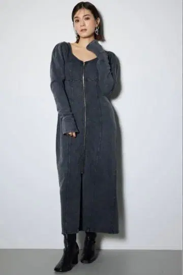 rienda 리엔다 지퍼 달린 롱 원피스