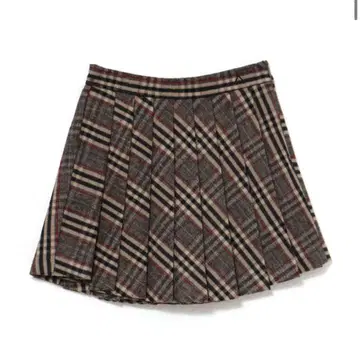 Monica check pleats mini skirt beige