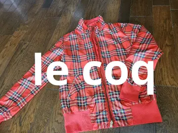 미사용 새상품 le coq 골프 빨간색 체크 무늬 리버서블 점퍼