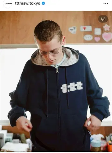 ttt_msw 네이비 리버서블 집업 후드티