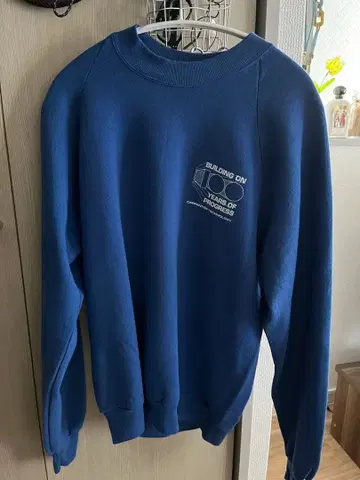 JERZEES 파란색 맨투맨 래글런 슬리브