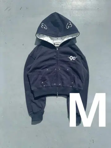 9090 90 로고 도트 집 후드티 네이비 후드티