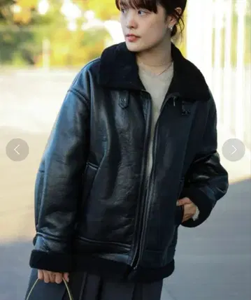 페이크 무스탕 보머 블루종 블랙